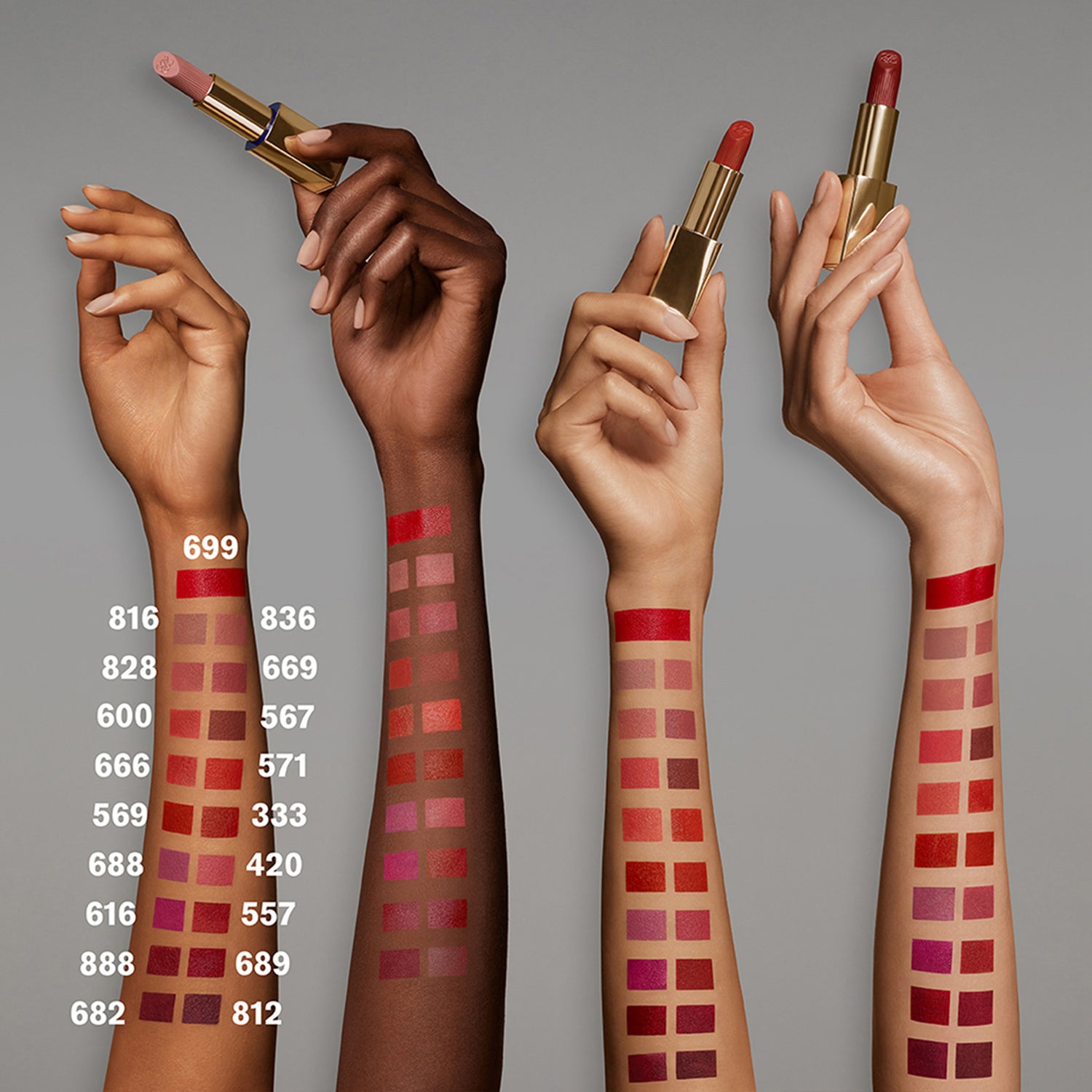 Estée Lauder Pure Color Lipstick Matte Color/Shade variant: Power Kiss arm swatch image . This product is in the color pink