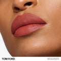 Tom Ford Liquid Lip Luxe Matte Color/Shade variant: Scarlet Screet model image 3 . This product is in the color red