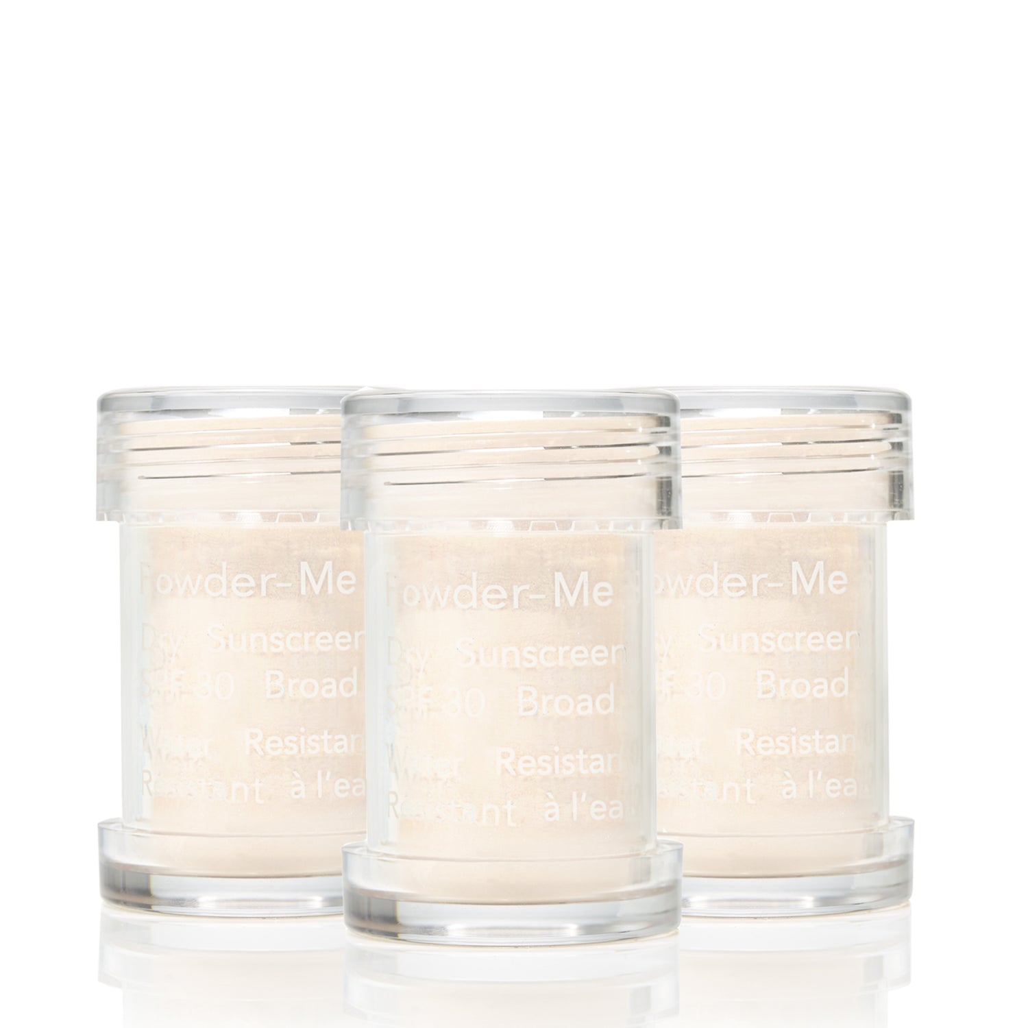 Jane Iredale Powder-Me Dry Sunscreen SPF 30 Color/Shade variant: Transparent open container image.