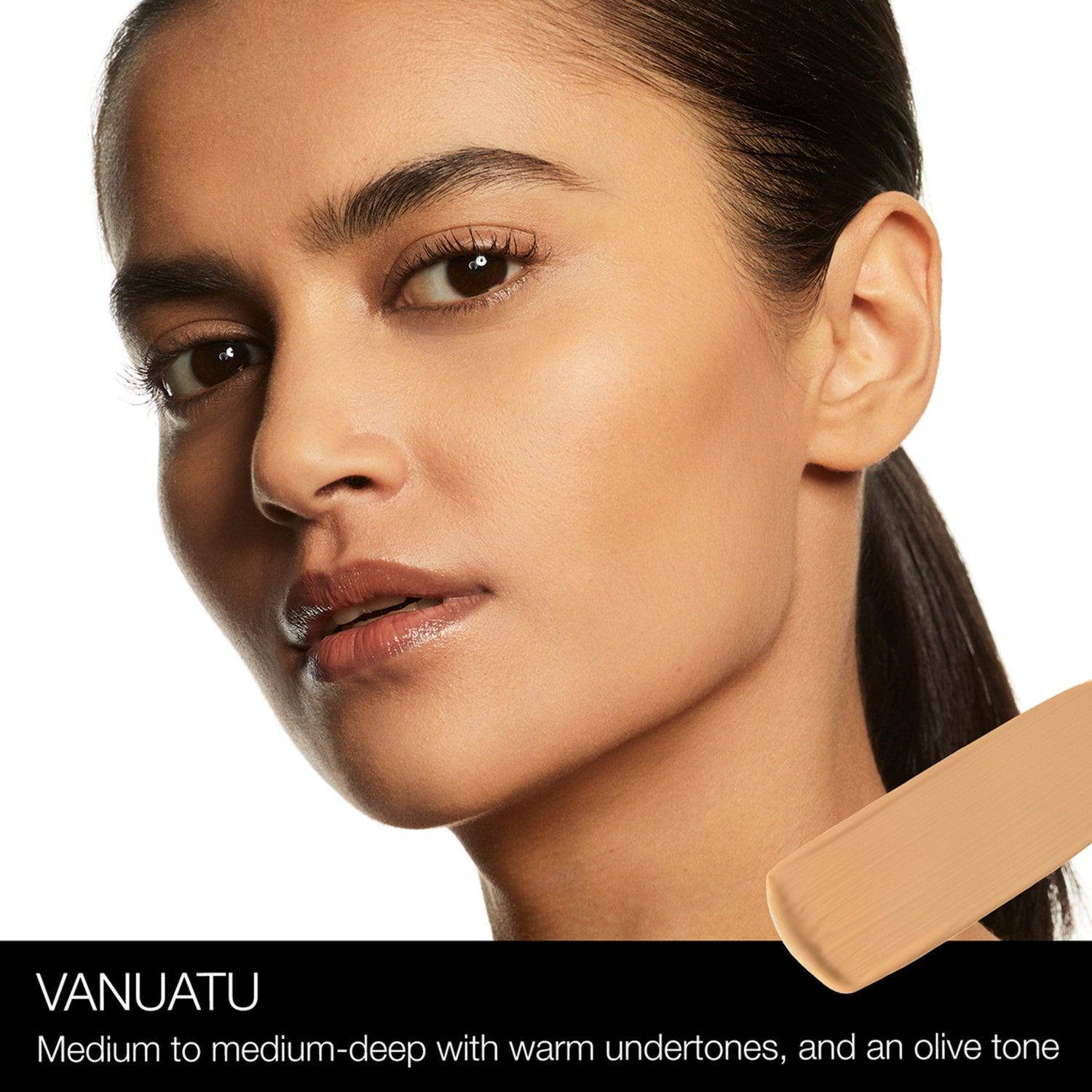 Nars Soft Matte Complete Foundation Color/Shade variant: Vanuatu model image . This product is for medium warm complexions