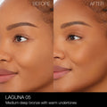 Before and after results of using Nars Laguna Bronzing Powder variant: 05