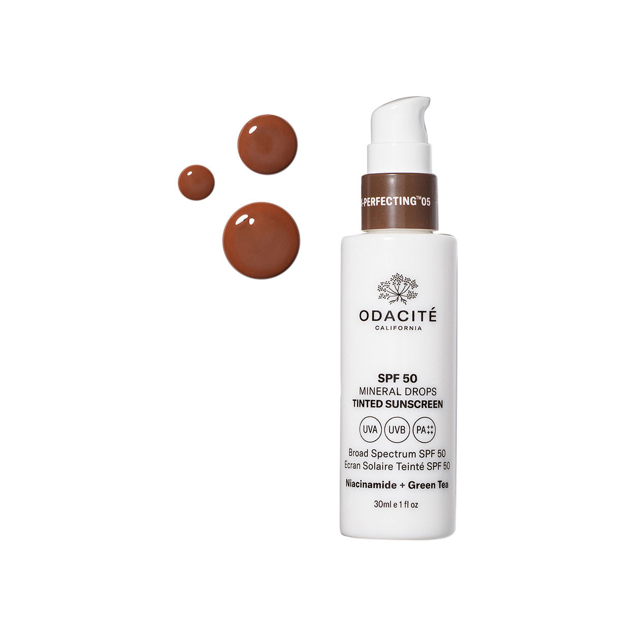 Swatch image of Odacité Flex-Perfecting Mineral Drops Tinted Sunscreen SPF 50 variant: 05 Deep