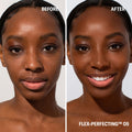Before and after results of using Odacité Flex-Perfecting Mineral Drops Tinted Sunscreen SPF 50 variant: 05 Deep