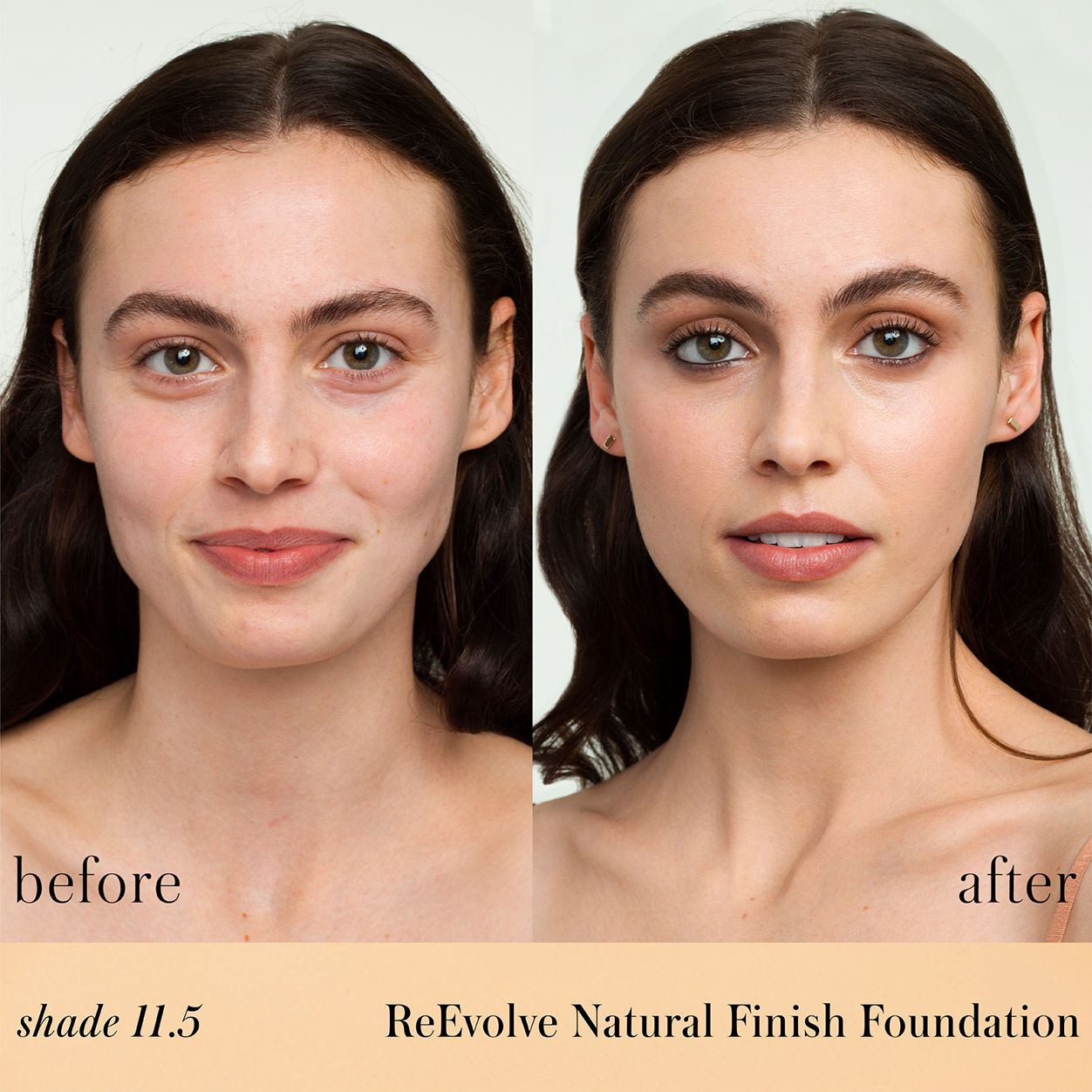 Before and after results of using RMS Beauty ReEvolve Natural Finish Liquid Foundation variant: 11.5