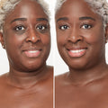 Before and after results of using Trish McEvoy Gorgeous Even Skin Foundation variant: 14DN - Deep with neutral undertones for the deepest skin