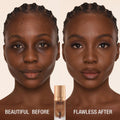 Before and after results of using Charlotte Tilbury Airbrush Flawless Foundation variant: 15 Neutral