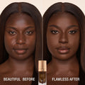 Before and after results of using Charlotte Tilbury Airbrush Flawless Foundation variant: 16 Neutral
