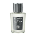 Acqua di Parma Colonia Pura Eau de Cologne glass perfume bottle with a grey cap and a rectangular label featuring a fresh citrus woody scent, text, and a crest.