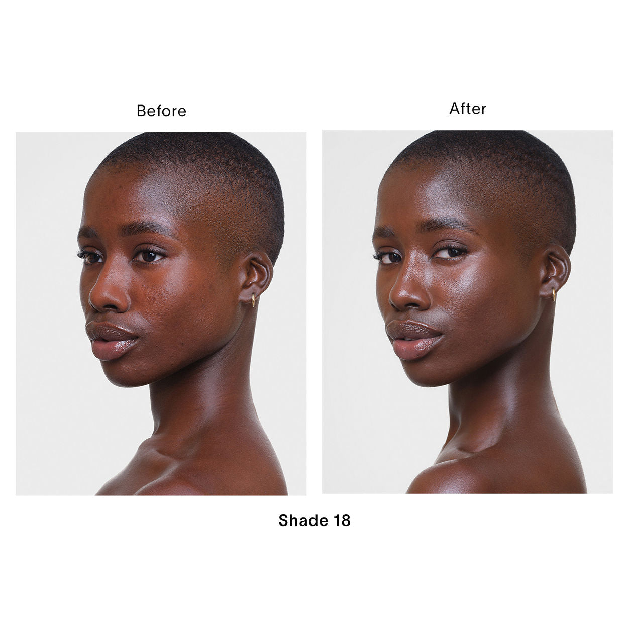 Before and after results of using Hourglass Veil Hydrating Skin Tint variant: 18