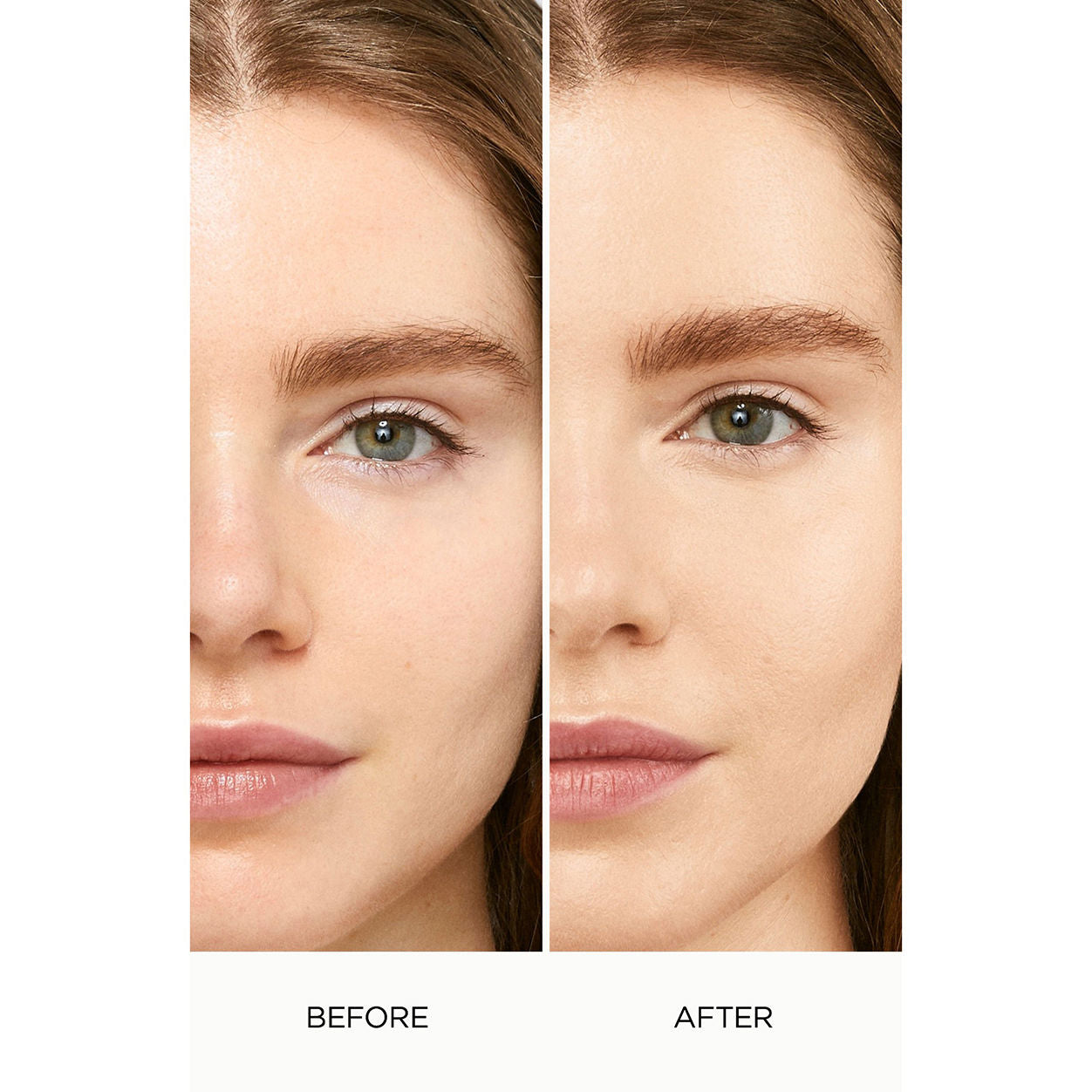 Before and after results of using Laura Mercier Flawless Lumière Radiance-Perfecting Foundation variant: 1W1 IVORY