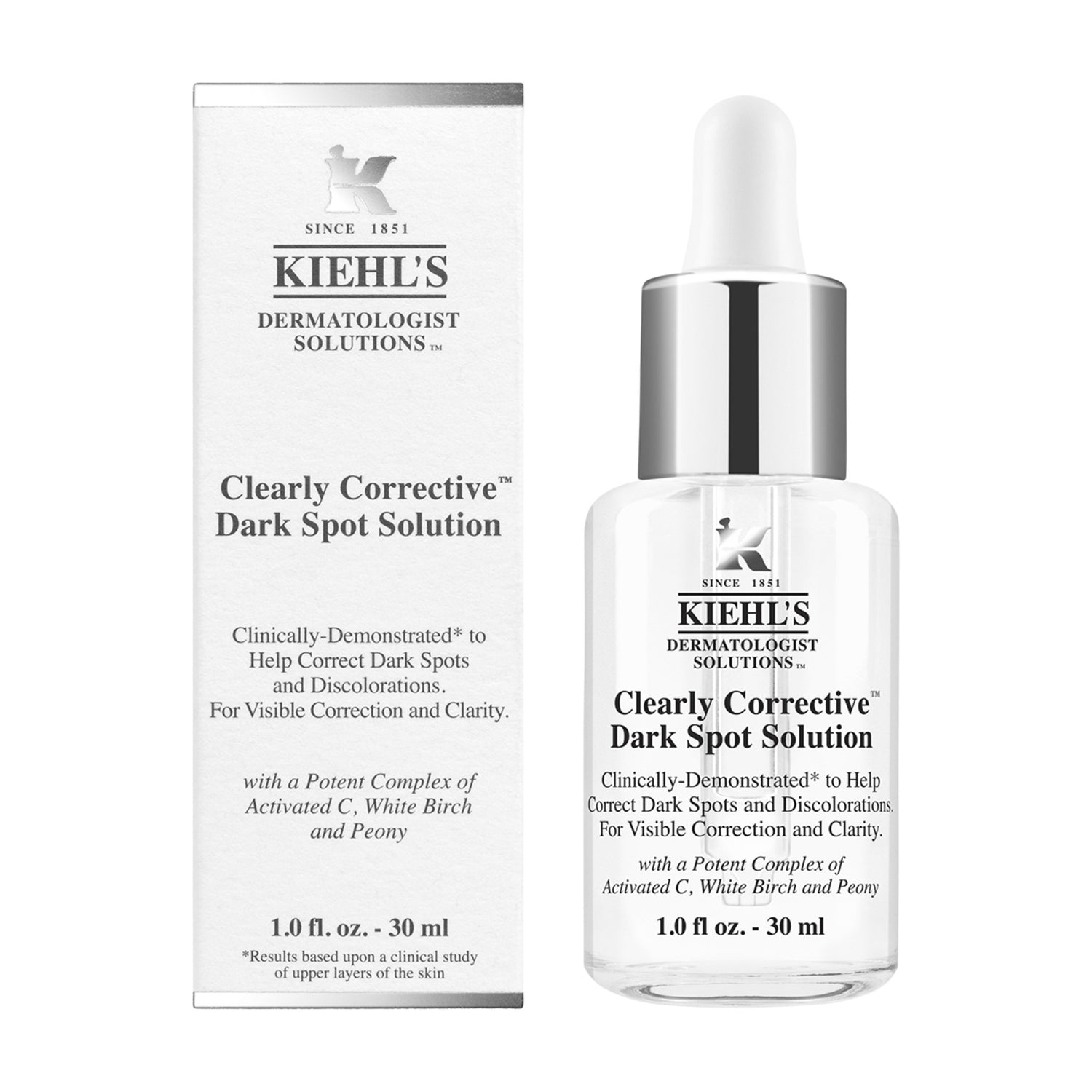 Kiehl's Since 1851 Clearly Corrective Dark Spot Solution Size variant: 1 Oz. box image.