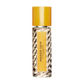 Cylindrical Mango Skin Eau de Parfum bottle with a textured glass base, a yellow cap, and a yellow label reading MANGO SKIN VILHELM PARFUMERIE NEW YORK, evoking a vibrant flavor profile for a sensory taste test.
