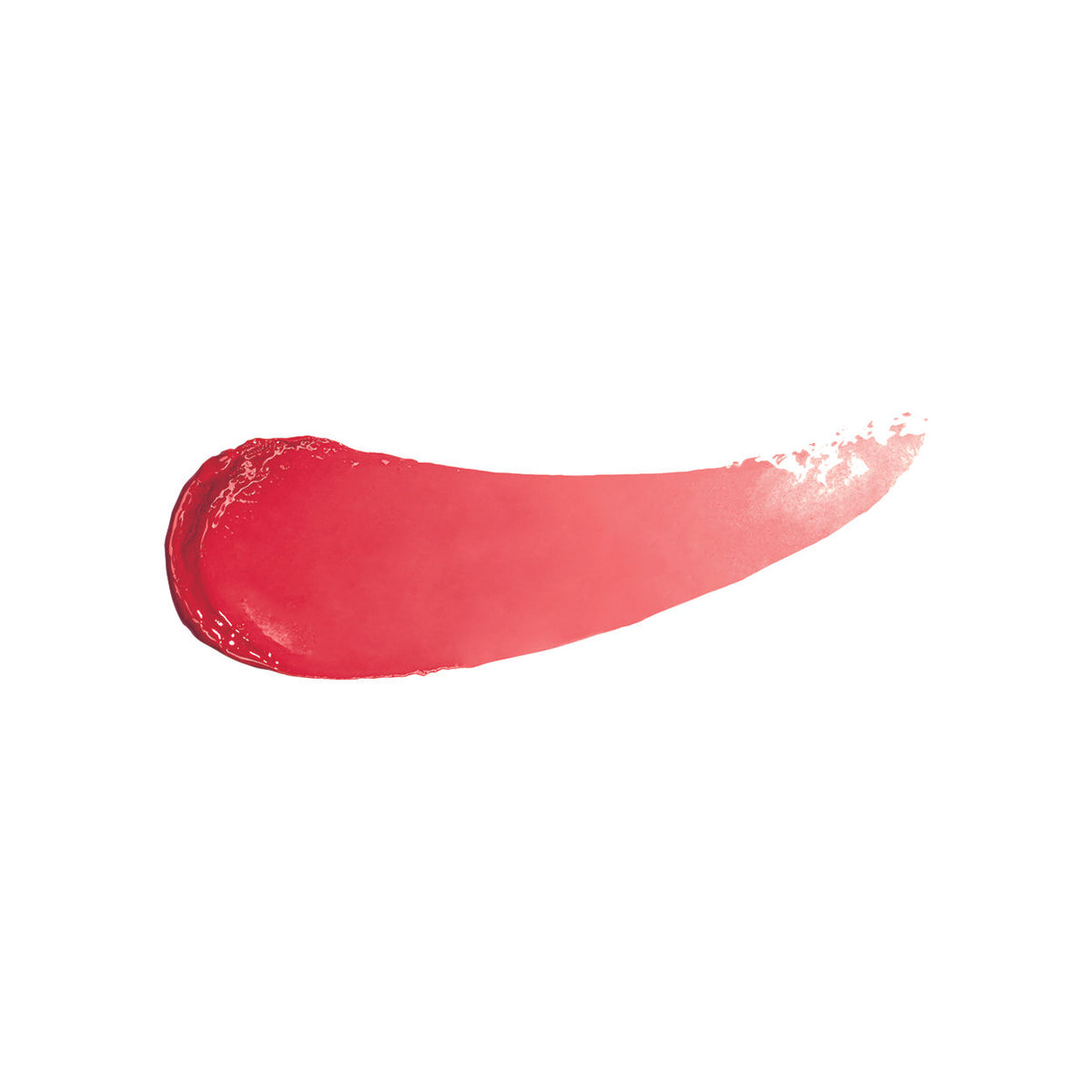 A horizontal swatch of Sisley Paris Phyto-Rouge Shine in an intense coral-red shade with a balm-like sensation.