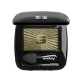 Open black compact of Les Phyto-Ombres Eyeshadow in a shimmery olive-green shade with a radiant sunburst pattern and a small applicator sponge.