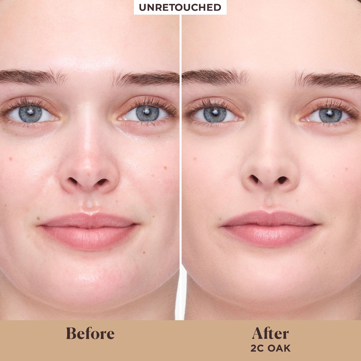 Before and after results of using Laura Mercier Tinted Moisturizer Blurred Matte Oil Free Broad Spectrum SPF 30 variant: 2C Oak