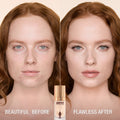 Before and after results of using Charlotte Tilbury Airbrush Flawless Foundation variant: 2 Cool