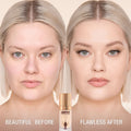 Before and after results of using Charlotte Tilbury Airbrush Flawless Foundation variant: 2 Neutral
