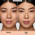 Before and after results of using Laura Mercier Real Flawless Weightless Perfecting Concealer variant: 2W1