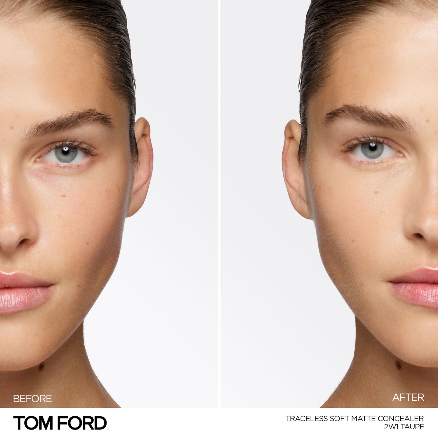 Before and after results of using Tom Ford Traceless Soft Matte Concealer variant: 2W1 Taupe