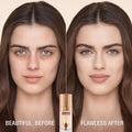 Before and after results of using Charlotte Tilbury Airbrush Flawless Foundation variant: 2 Warm
