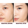 Before and after results of using Charlotte Tilbury  Charlotte's Beautiful Skin Foundation variant: 2 Warm (fair with yellow undertones)