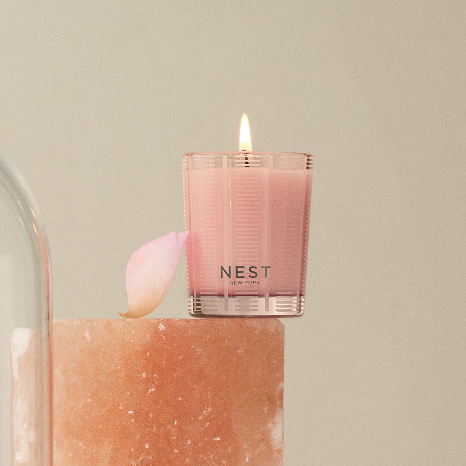 Lifestyle image of Nest Himalayan Salt & Rosewater Candle variant: 2 oz (Votive)