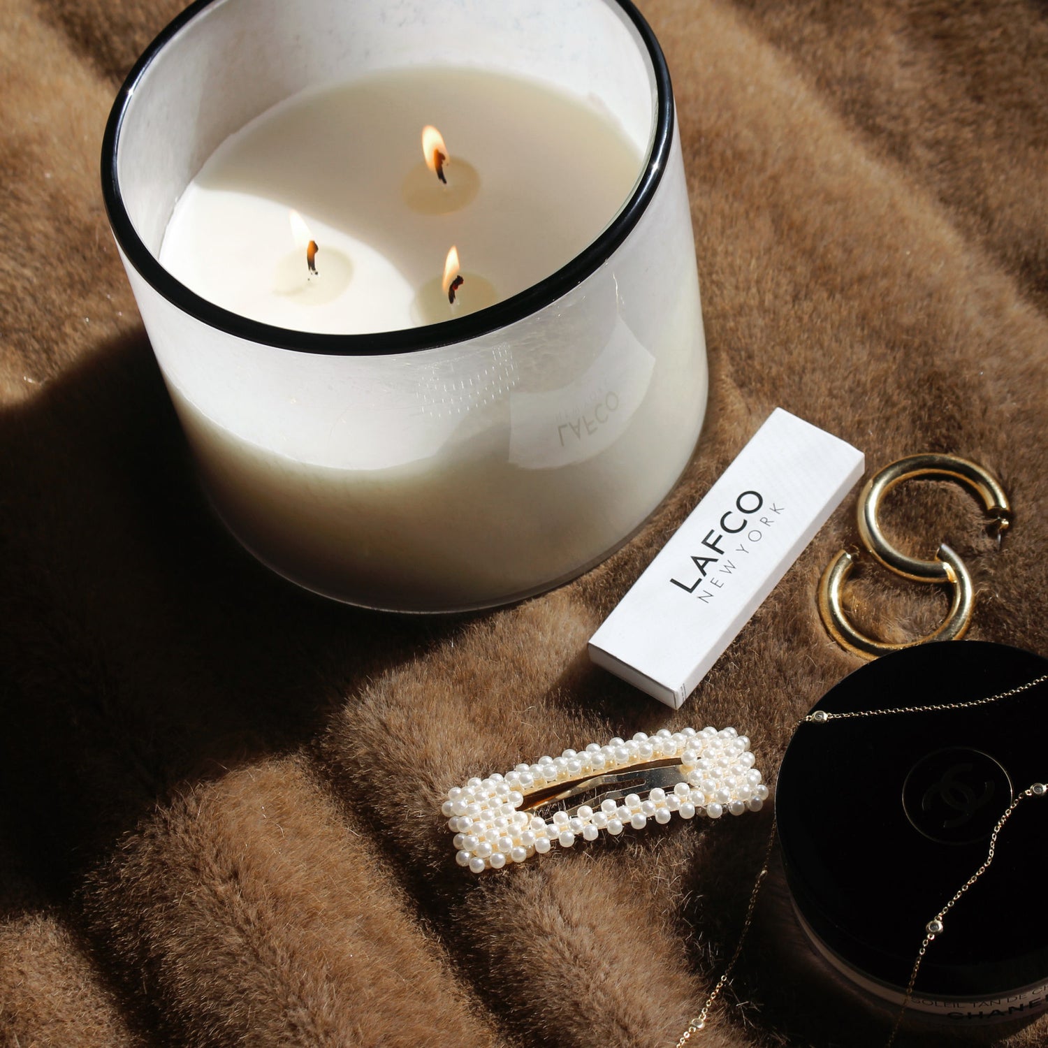 Lifestyle image of Lafco Champagne Candle variant: 30 oz (3-Wick)