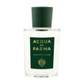 Clear glass bottle of Colonia Club Eau De Cologne, featuring a dark green cap and a matching rectangular label with gold text and a crest.