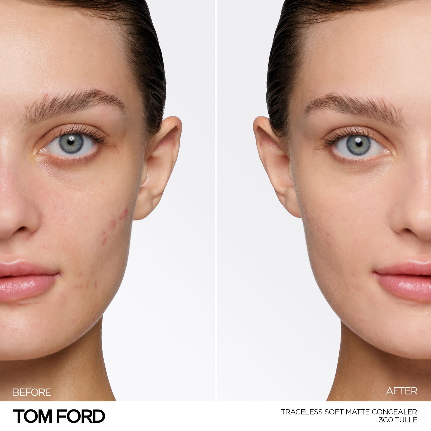 Before and after results of using Tom Ford Traceless Soft Matte Concealer variant: 3C0 Tulle