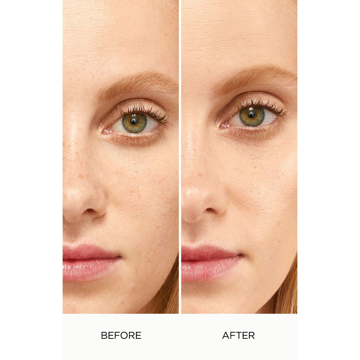 Before and after results of using Laura Mercier Flawless Lumière Radiance-Perfecting Foundation variant: 3C1 DUNE
