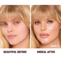 Before and after results of using Charlotte Tilbury Unreal Skin Sheer Glow Tint Hydrating Foundation Stick variant: 3 Fair