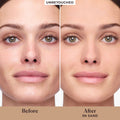 Before and after results of using Laura Mercier Tinted Moisturizer Blurred Matte Oil Free Broad Spectrum SPF 30 variant: 3N Sand