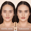 Before and after results of using Charlotte Tilbury Airbrush Flawless Foundation variant: 3 Neutral