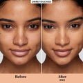 Before and after results of using Laura Mercier Real Flawless Weightless Perfecting Concealer variant: 3W2