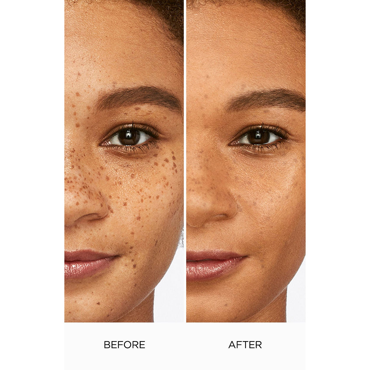 Before and after results of using Laura Mercier Flawless Lumière Radiance-Perfecting Foundation variant: 4C1 PRALINE
