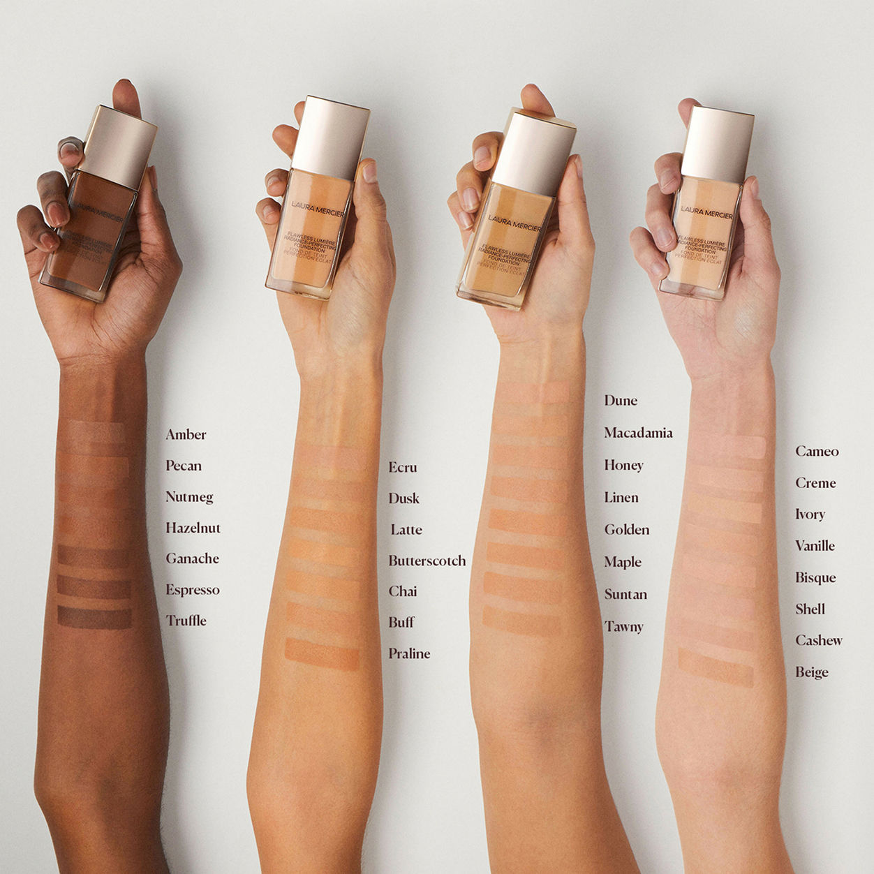 Model image of Laura Mercier Flawless Lumière Radiance-Perfecting Foundation variant: 4C1 PRALINE