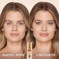 Before and after results of using Charlotte Tilbury Airbrush Flawless Foundation variant: 4 Neutral