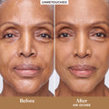 Before and after results of using Laura Mercier Tinted Moisturizer Blurred Matte Oil Free Broad Spectrum SPF 30 variant: 4W Ochre