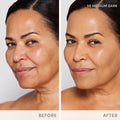 Before and after results of using Jane Iredale Skintuition SPF 30 Radiance-Boosting Liquid Foundation variant: 50 Medium Dark