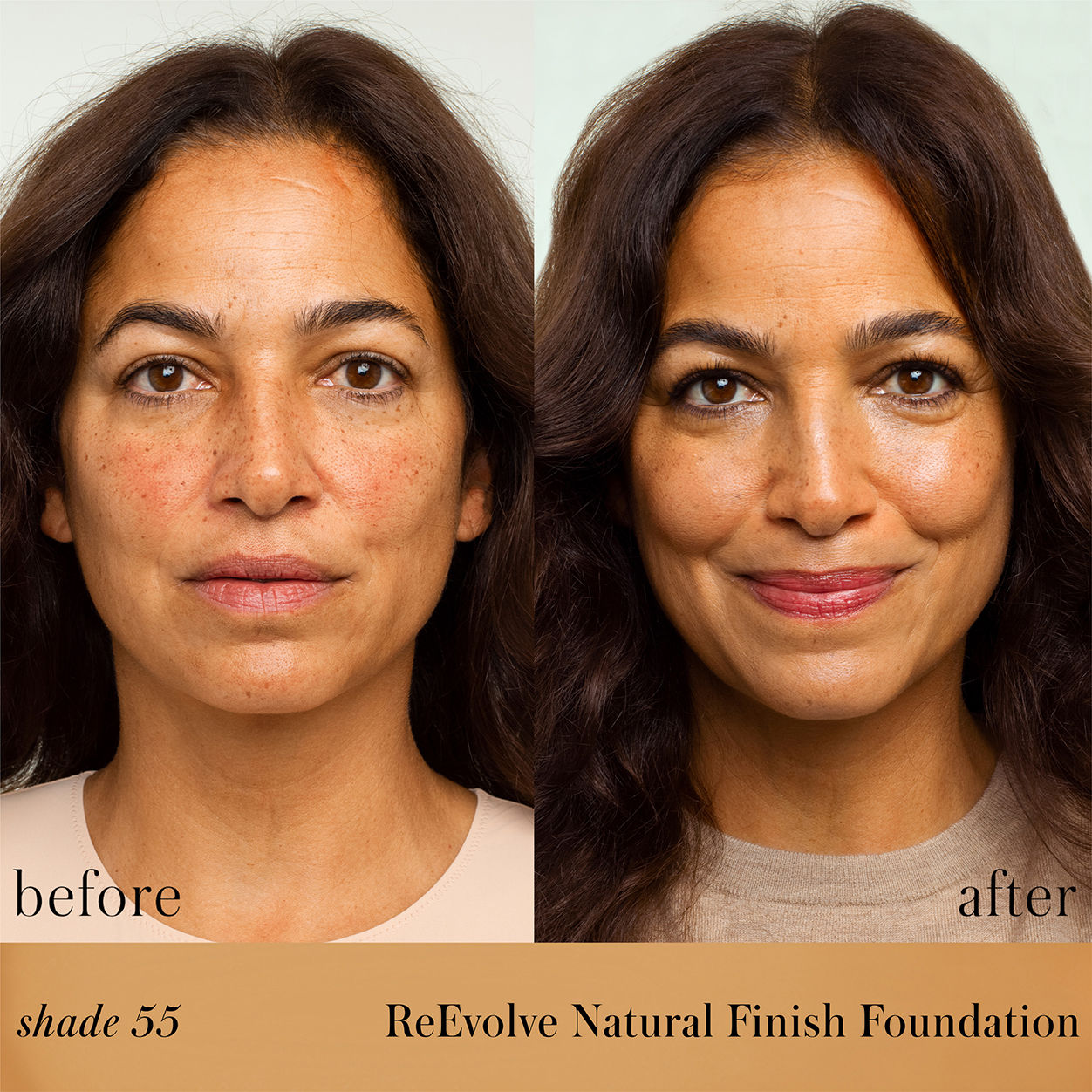 Before and after results of using RMS Beauty ReEvolve Natural Finish Foundation Refill variant: 55