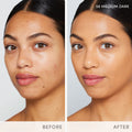 Before and after results of using Jane Iredale Skintuition SPF 30 Radiance-Boosting Liquid Foundation variant: 56 Medium Dark
