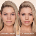 Before and after results of using Charlotte Tilbury Airbrush Flawless Foundation variant: 5 Cool