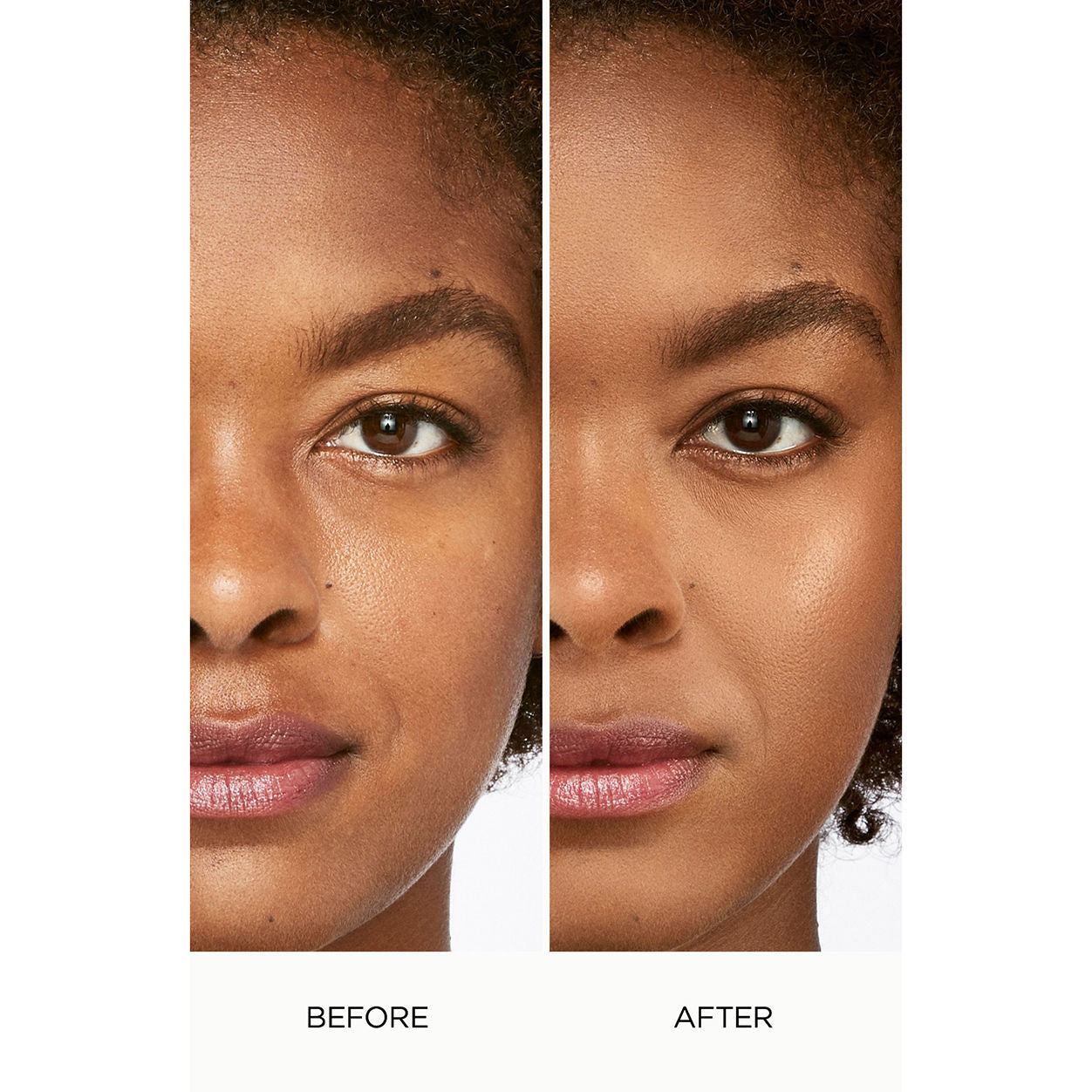 Before and after results of using Laura Mercier Flawless Lumière Radiance-Perfecting Foundation variant: 5N2 HAZELNUT