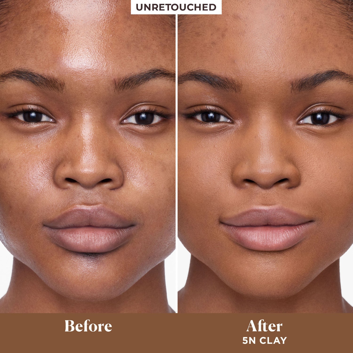 Before and after results of using Laura Mercier Tinted Moisturizer Blurred Matte Oil Free Broad Spectrum SPF 30 variant: 5N Clay