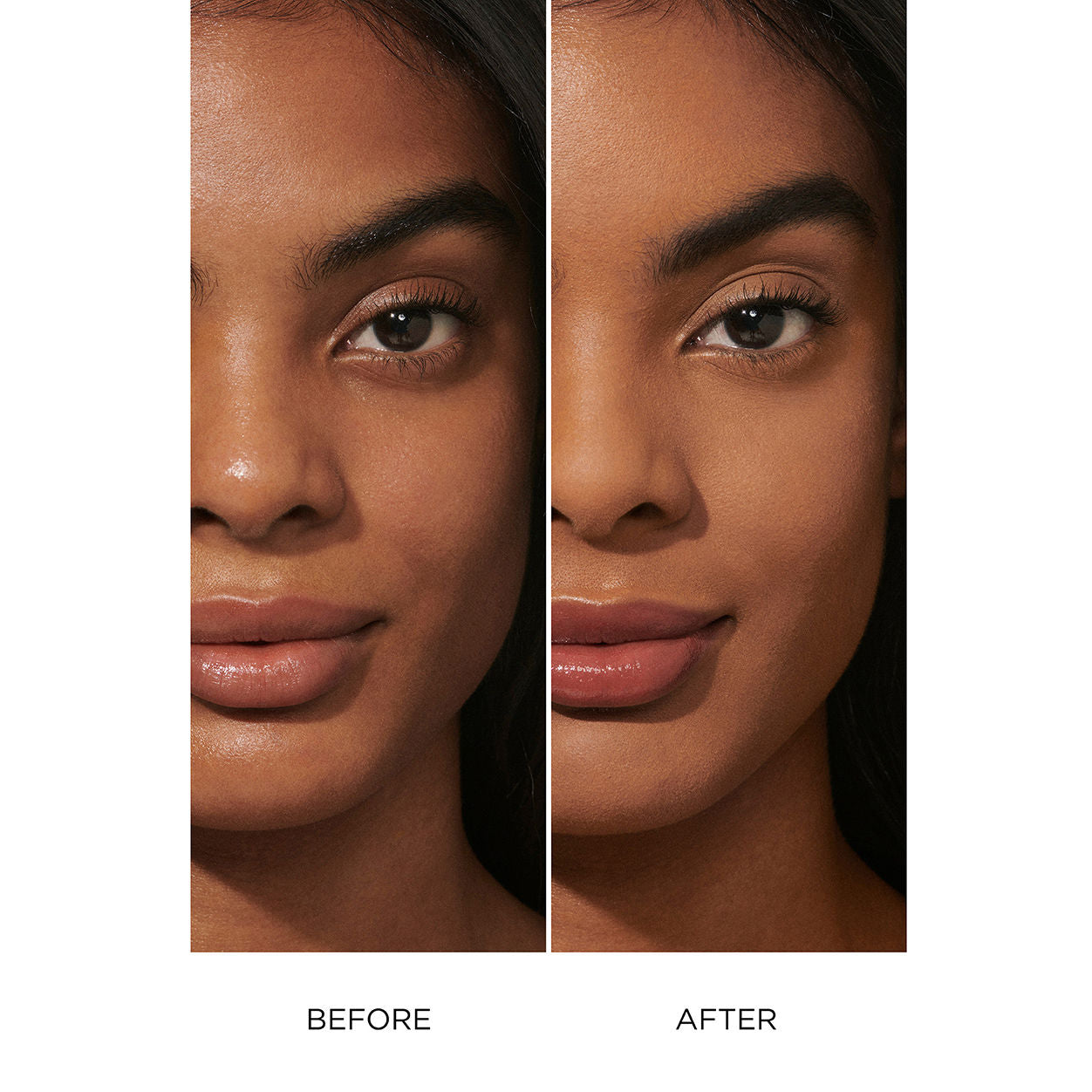Before and after results of using   variant: 5W (Deep with warm undertones)