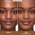 Before and after results of using Laura Mercier Tinted Moisturizer Blurred Matte Oil Free Broad Spectrum SPF 30 variant: 5W Terracotta