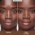Before and after results of using Laura Mercier Tinted Moisturizer Blurred Matte Oil Free Broad Spectrum SPF 30 variant: 6N Umber