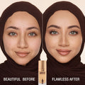 Before and after results of using Charlotte Tilbury Airbrush Flawless Foundation variant: 6 Warm