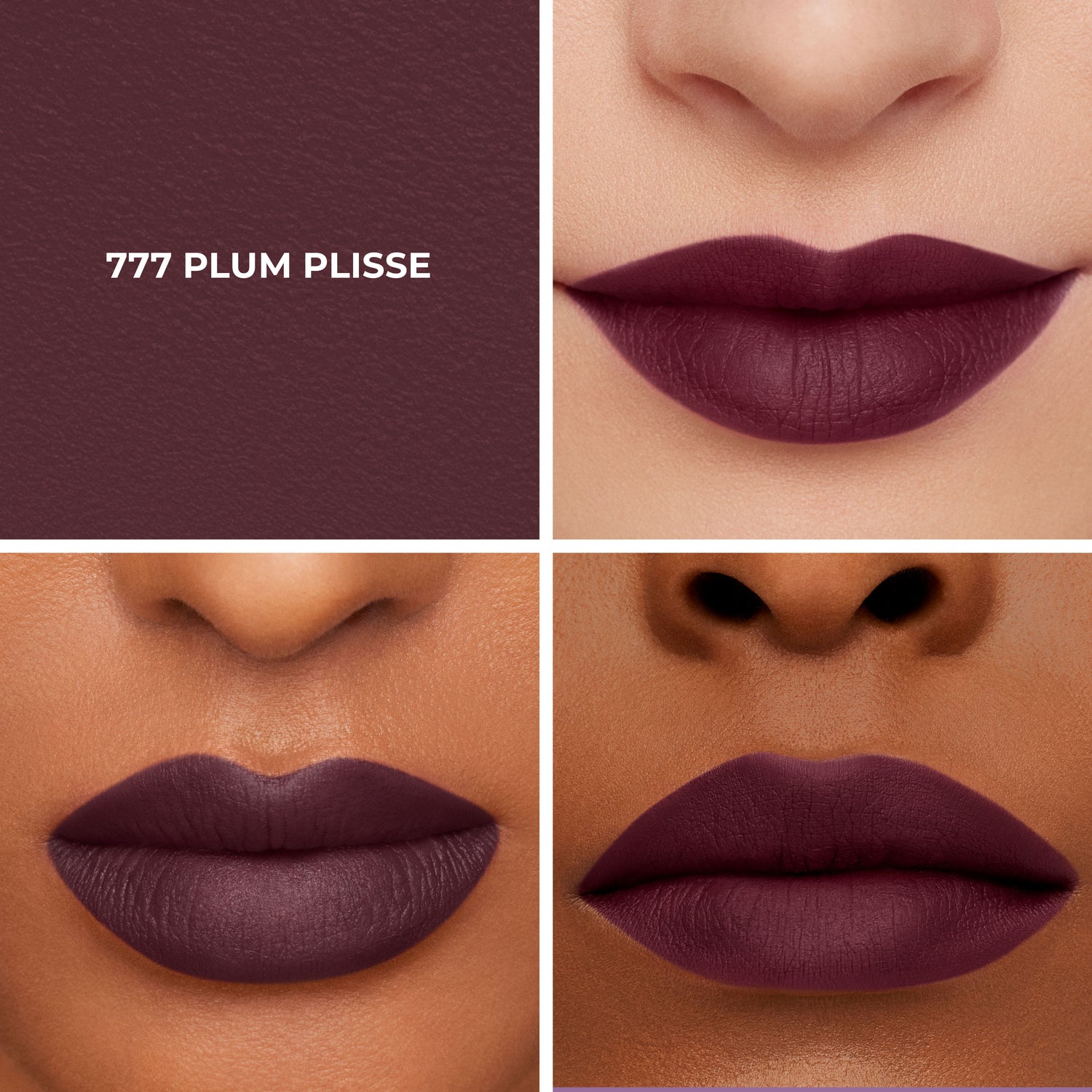 Model image of Laura Mercier Caviar Smoothing Matte Lipstick variant: 777 Plum Plisse