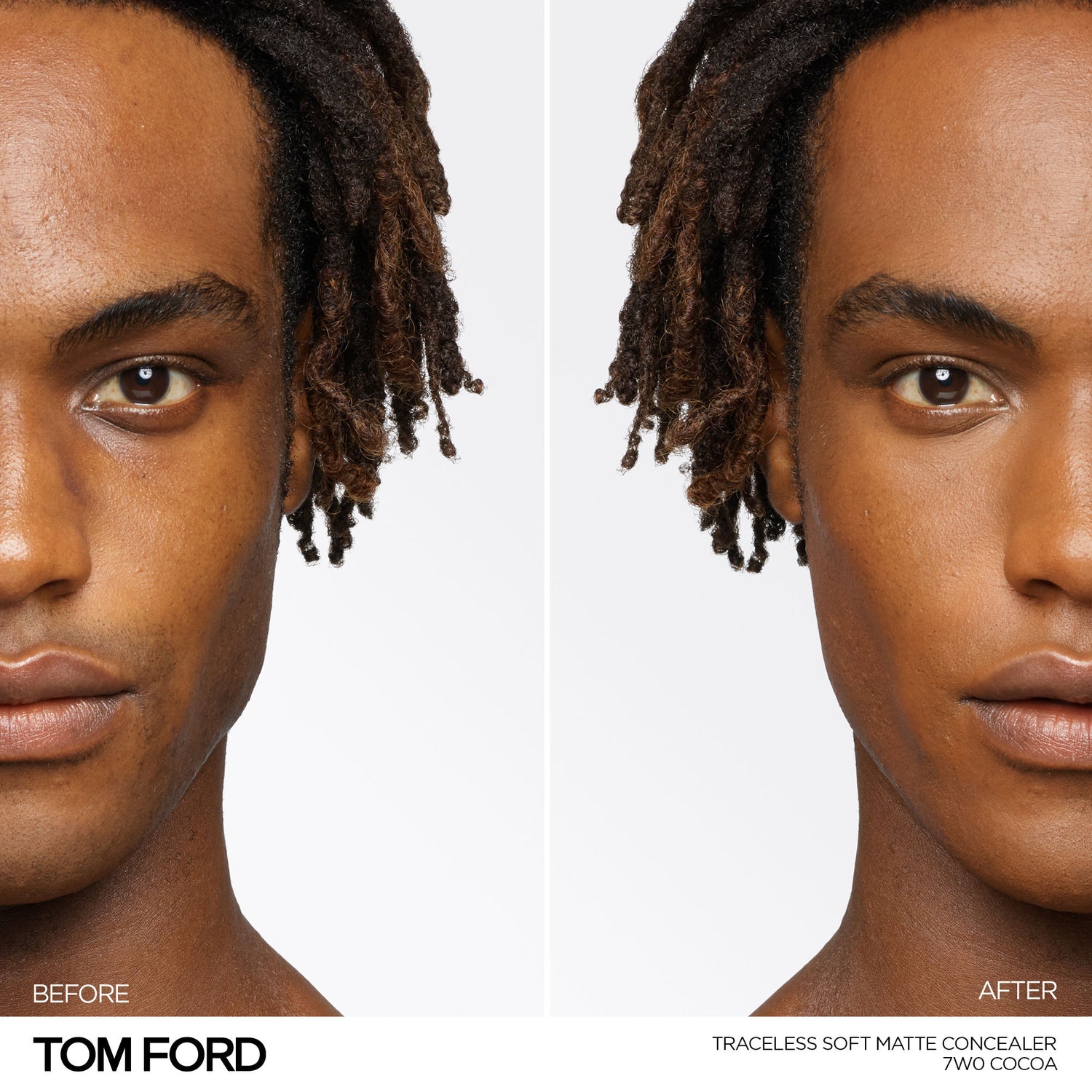 Before and after results of using Tom Ford Traceless Soft Matte Concealer variant: 7W0 Cocoa